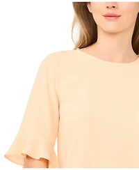 CeCe Women's Ruffled-Cuff 3/4-Sleeve Crew Neck Top