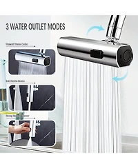 Phying 360 Degree Swivel Touch Controlled Waterfall Faucet 3 in 1 Large Kitchen Sink Extender Modern Contemporary Zinc Alloy Faucet with Chrome Finish