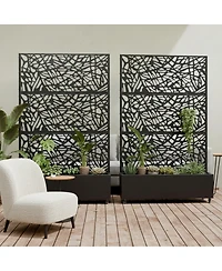 Streamdale Furniture 70.87" Leaf Pattern Privacy Screen with Planter Box