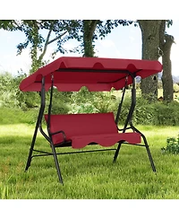 Gymax 3-Person Outdoor Patio Swing Chair Adjustable Canopy and Removable Cushion