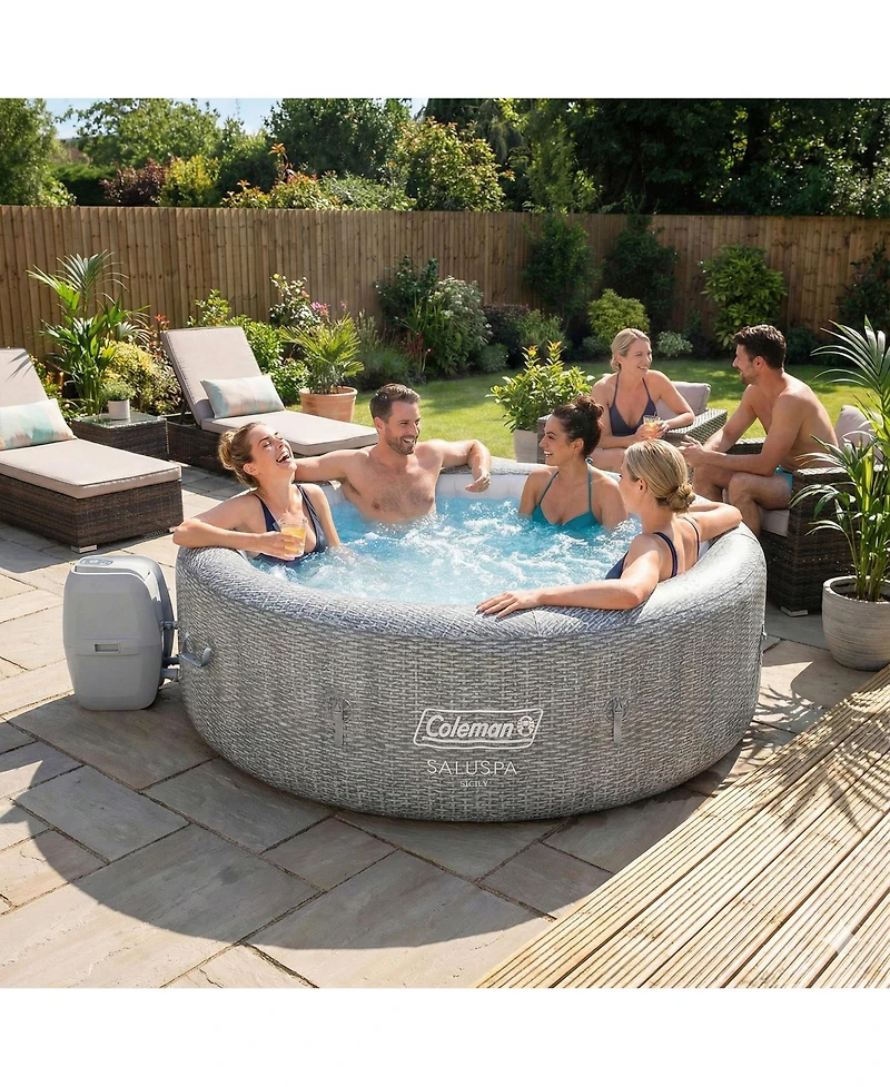 Coleman Sicily AirJet Round Inflatable Hot Tub with EnergySense Cover, Grey