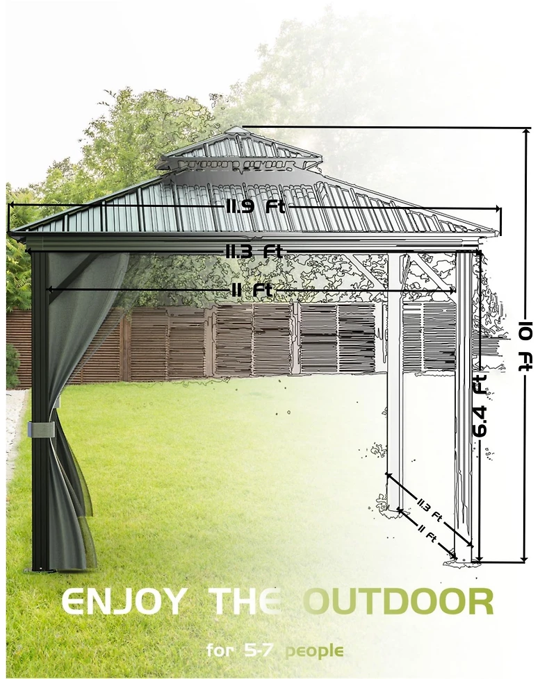 GarveeLife High-quality Hardtop Gazebo for Patio and Garden