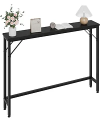 homfan 5.9" Narrow Sofa Table, Skinny Console Table with Storage, Slim Behind Couch Table for Living Room Entryway