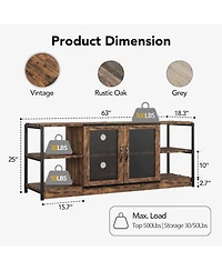homfan Tv Stand for 65-75 Inch TVs, Farmhouse Industrial Entertainment Center with Storage Cabinet, Media Console for Living Room, Bedroom