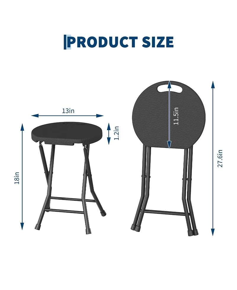 homfan Folding Stool with Handle - Portable 600 lb Capacity Foldable Bar Stool, Non Slip Feet, Indoor and Outdoor for Adults
