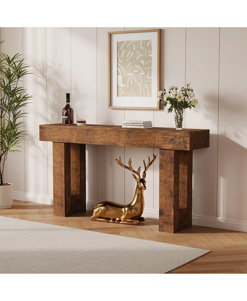 homfan 63" Farmhouse Console Table with Storage Shelf, Entryway Sofa Table for Behind Couch or Hallway