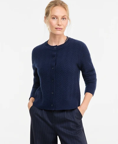 Charter Club Women's 100% Cashmere Herringbone Cardigan, Macy's Exclusive