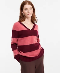 Charter Club Women's 100% Cashmere Striped V-Neck Sweater, Macy's Exclusive