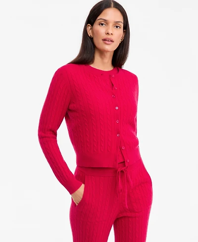 Charter Club Women's 100% Cashmere Baby Cable-Knit Crewneck Cardigan, Macy's Exclusive