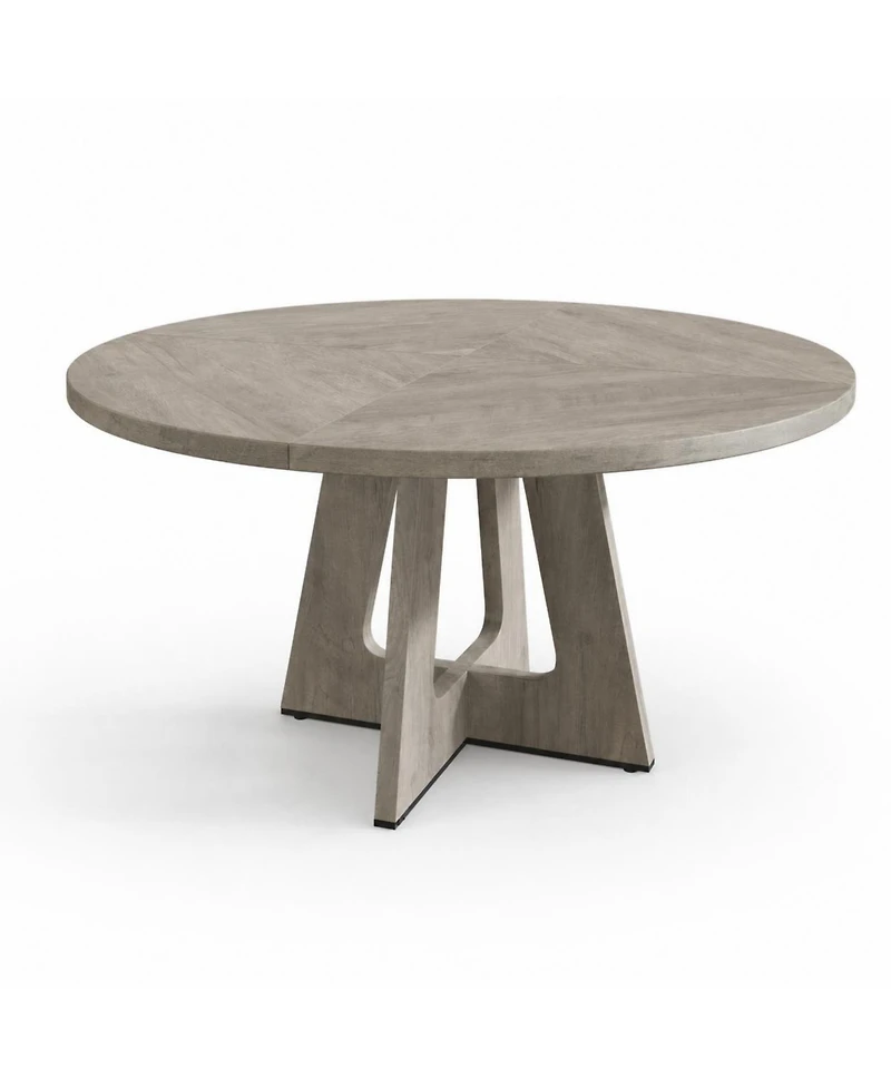 homfan 47" Round Farmhouse Dining Table, Seats 4-6, Wood Top and Legs, for Kitchen or Living Room