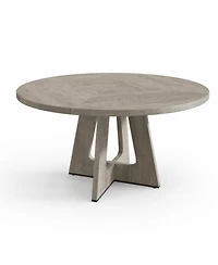 homfan 47" Round Farmhouse Dining Table, Seats 4-6, Wood Top and Legs, for Kitchen or Living Room