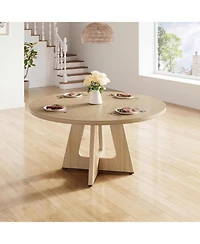 homfan 5-Piece Round Dining Table Set with 4 Chairs, 47.2" Space-Saving Kitchen Table for 4-6, Natural Table and chair