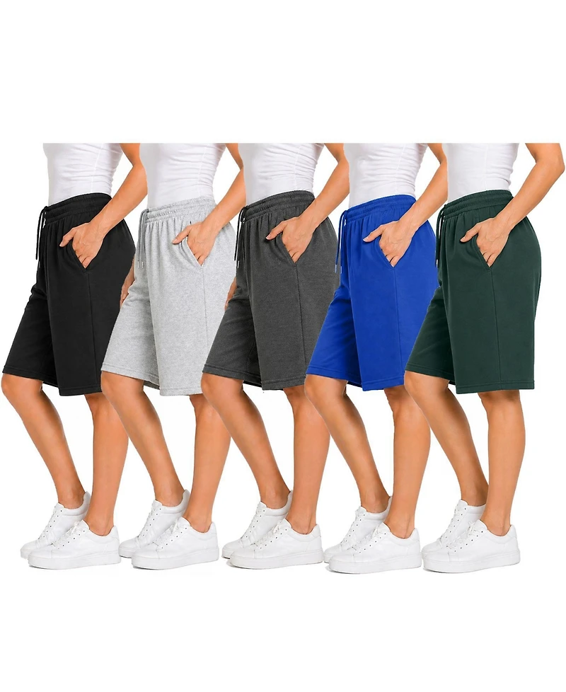 Blue Ice Women's Loose Fit Cotton Blend Lounge Shorts- 5-Pack