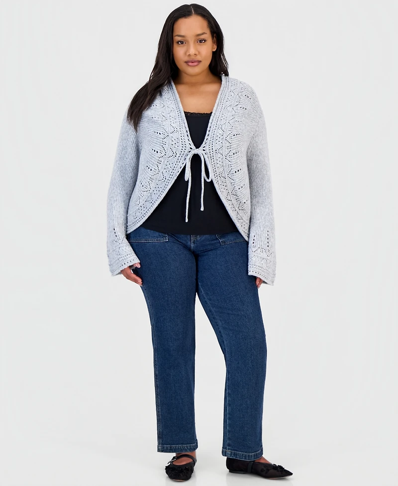 And Now This Trendy Plus Pointelle Cutaway Cardigan, Macy's Exclusive