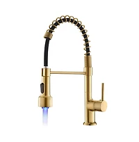 Phying Commercial Led Kitchen Faucet with Pull Down Sprayer, Single Handle Single Lever Kitchen Sink Faucet