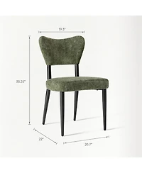 Morden Fort Curved Back Dining Chair Set of 2, Modern Fabric Dining Room Chair Kitchen Chairs, Farmhouse Dinner Chair for Kitchen Dining Room