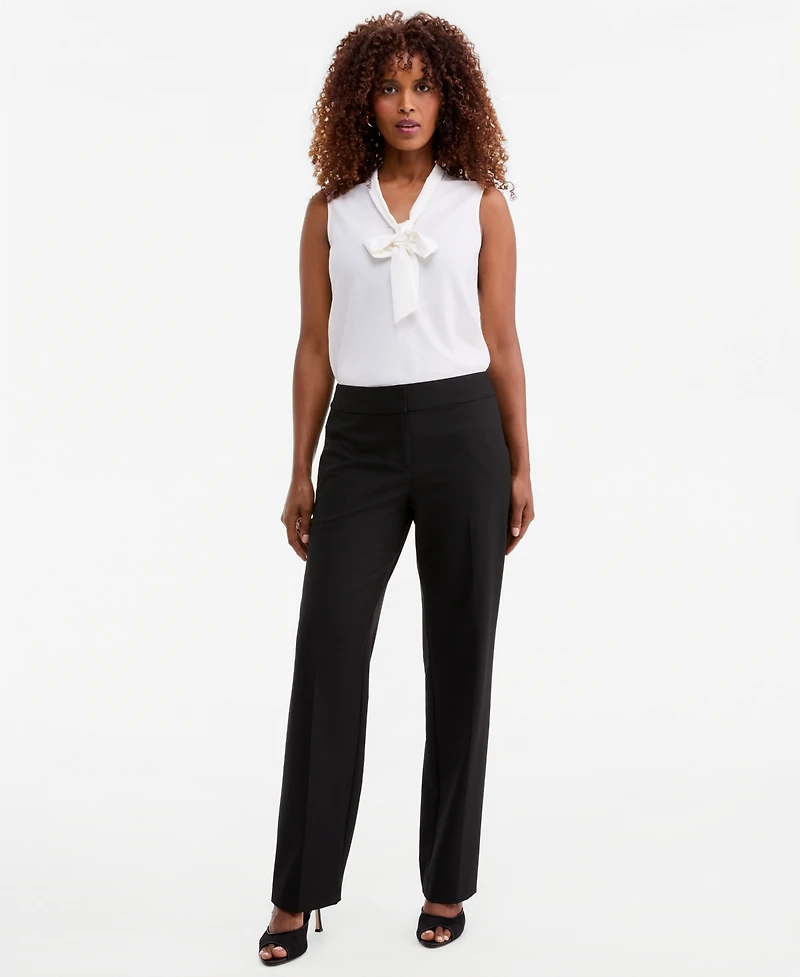 Kasper Women's Washable Bi-Stretch Mid-Rise Fly-Front Straight Pants, Regular & Petite
