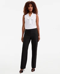 Kasper Women's Washable Bi-Stretch Mid-Rise Fly-Front Straight Pants, Regular & Petite