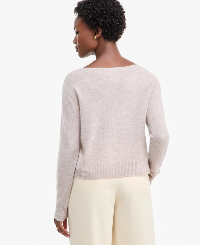 Charter Club Petite Bold Floral Embroidery Cashmere Sweater, Exclusively at Macy's