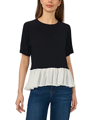 CeCe Women's Short-Sleeve Pleated Hem Top