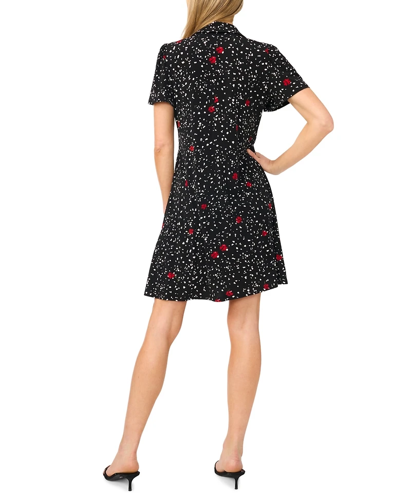 CeCe Women's Printed Short-Sleeve Collared Neck Knit Polo Dress