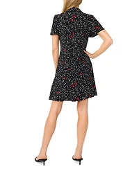 CeCe Women's Printed Short-Sleeve Collared Neck Knit Polo Dress
