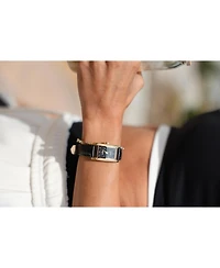 Peugeot Women's 34x20mm Contour Dress Watch Black Leather Strap