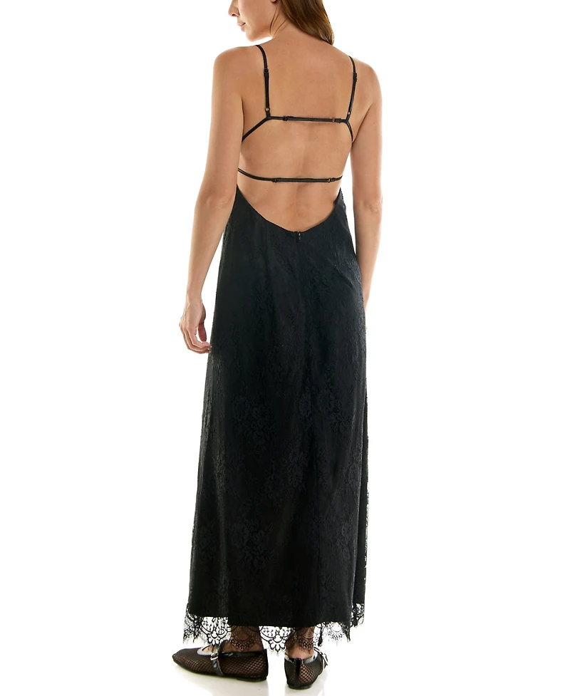 Beauty & Grace Juniors' satin ruched-bust maxi dress
