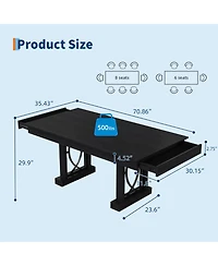 gaomon Kitchen Dining Table for 6-8 with 2 Drawers, Double Pedestal, for Kitchen, Office