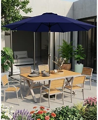 homfan 10FT Patio Market Umbrella with Crank and Tilt, Uv Protection, 8 Ribs, Vented Canopy for Garden, Deck, Poolside