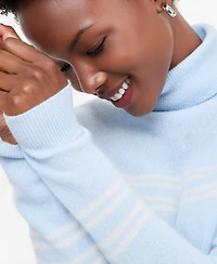 Charter Club Petite Sophia Stripe Cashmere Turtleneck Sweater, Macy's Exclusive