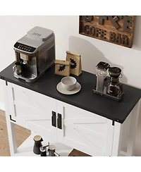 homfan Farmhouse Console Table with 2 Doors, 32" White Coffee Bar Cabinet for Entryway Kitchen