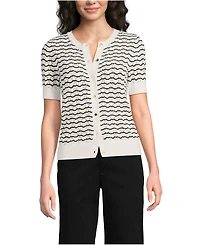 Lands' End Women's Cotton Viscose Short Sleeve Cardigan Sweater