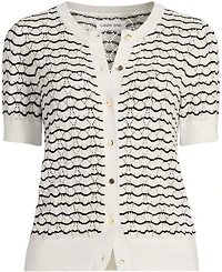 Lands' End Women's Cotton Viscose Short Sleeve Cardigan Sweater