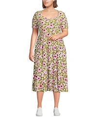 Lands' End Plus Silky Knit Sweetheart Midi Dress