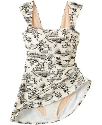 Lands' End Women's Plus New Smoothing Square Neck Ruched Swim Dress Swimsuit