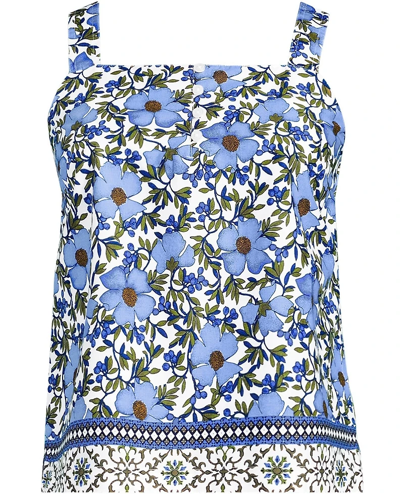 Lands' End Women's Poplin Square Neck Sleeveless Shell