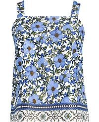 Lands' End Women's Poplin Square Neck Sleeveless Shell