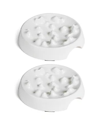 CatGuru Cat Slow Feeder, Set Of Two, Marshmallow