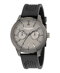 Aston Martin F1 Men's Quartz Gunmetal Guilloche Silicone Strap Watch 42mm