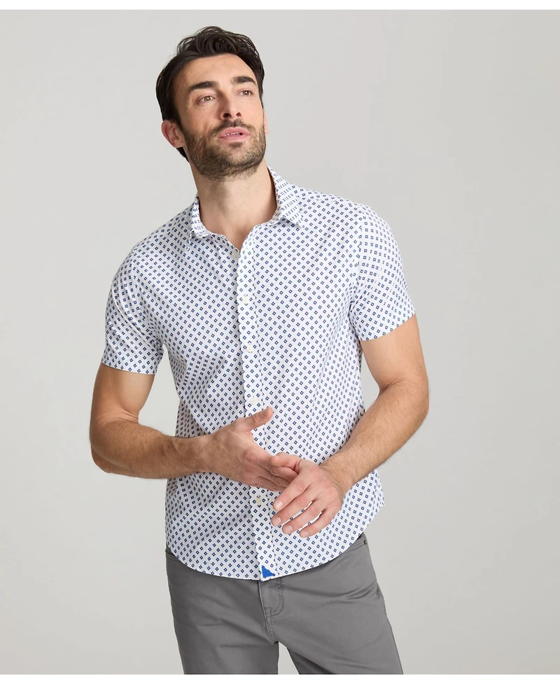 UNTUCKit Men's Regular Fit Wrinkle-Free Performance Tidwell Short Sleeve Button Up Shirt