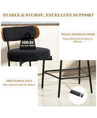 Dyhome 24 inches Bar Stools Set of 3, Counter Height with Boucle Fabric and Wood Back