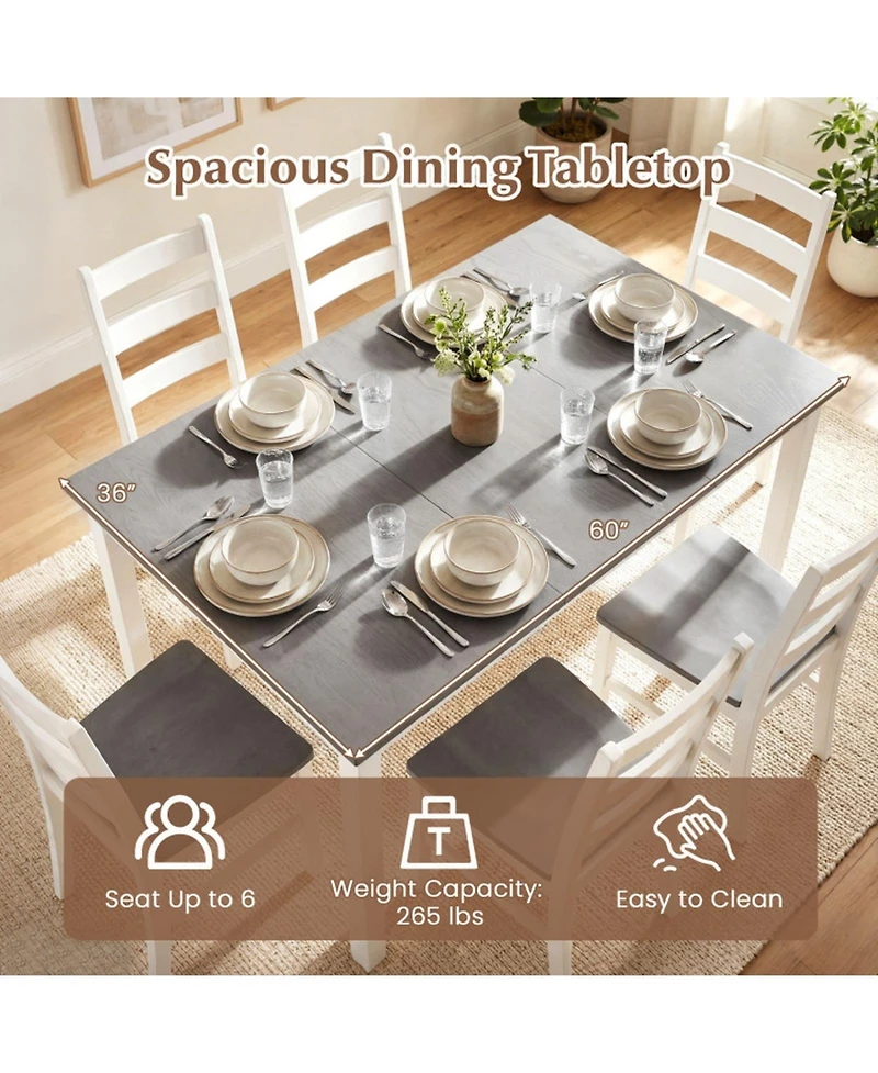 Gouun 60 in Rectangular Dinner Table for 4-6 with Solid Rubber Wood Legs