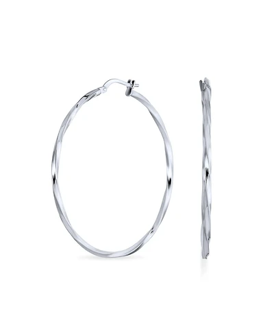 Bling Jewelry Big Lightweight Rope Cable Twist Hoop Earrings .925 Sterling Silver
