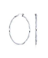 Bling Jewelry Big Lightweight Rope Cable Twist Hoop Earrings .925 Sterling Silver
