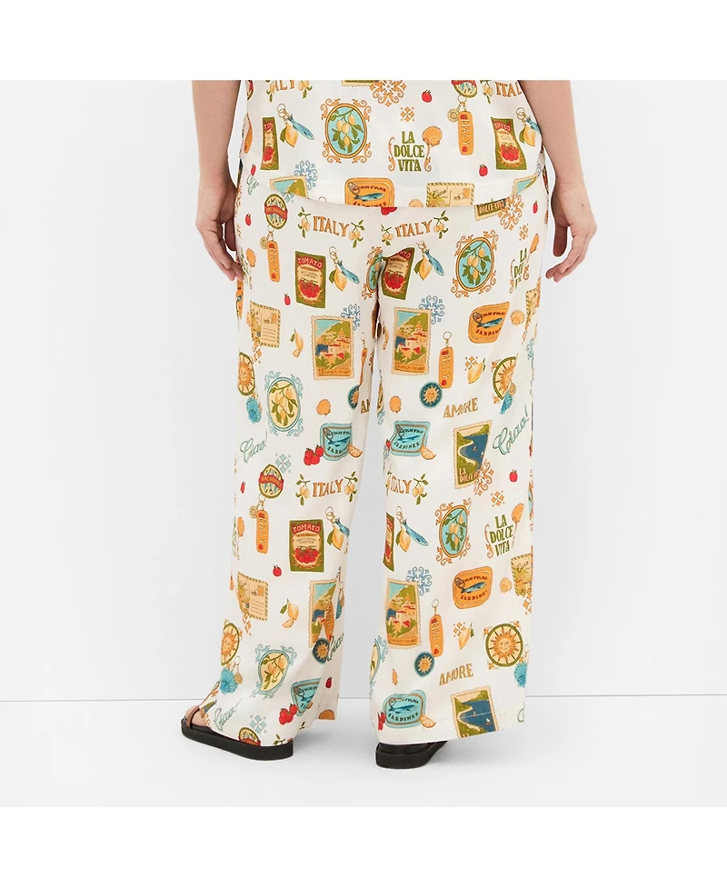 City Chic Plus Amore Print Wide Leg Pant