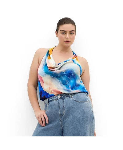 City Chic Women's Chloe Facet Print Cowl Neck Top
