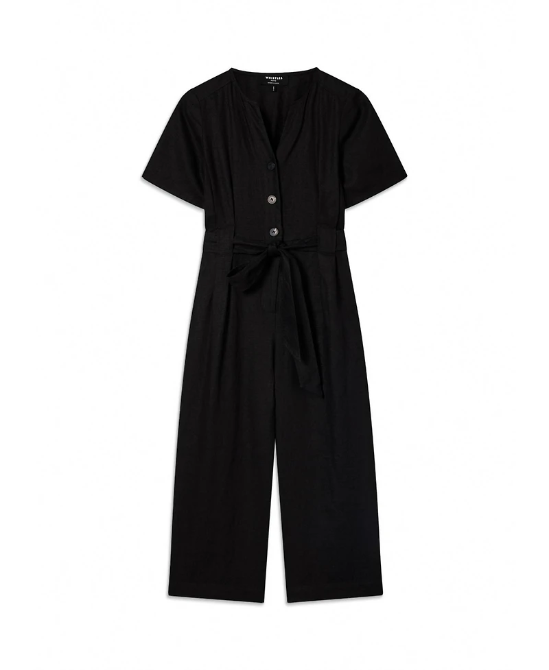 Whistles Women's Fiona Linen Button Jumpsuit