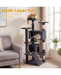 Cozito 52 in Tall Cat Tree Tower for Indoor Cats with Perches and Caves