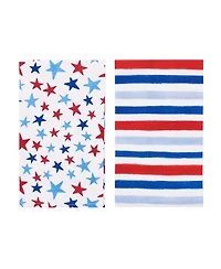 Watercolor Red White and Blue Stars and Stripes 4th of July Kitchen Towel Set of 2